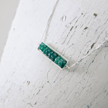 Load image into Gallery viewer, TN Green Chalcedony Long Bar Necklace (Sterling Silver)