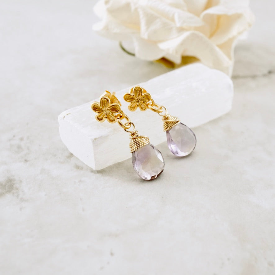 Natural Ametrine Flower Post Earrings