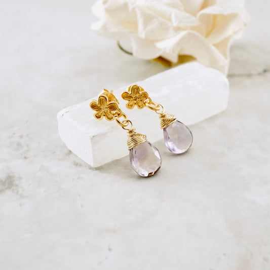 Natural Ametrine Flower Post Earrings