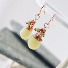 Load image into Gallery viewer, TN Green Olive Jade Drop Earrings (Copper)