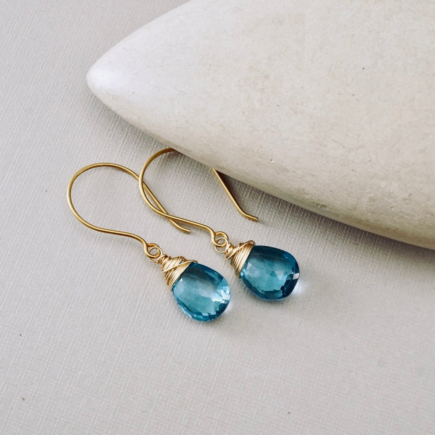Swiss Blue Topaz Drop Earrings