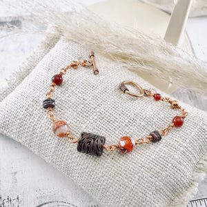 TN Agate & Crystal Cluster Earrings (Copper)