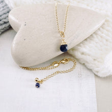 Load image into Gallery viewer, TN Petite Blue Sapphire Pendant (Gold-filled)