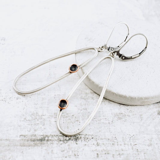 Offset Square Pod Elongated Loop Earrings