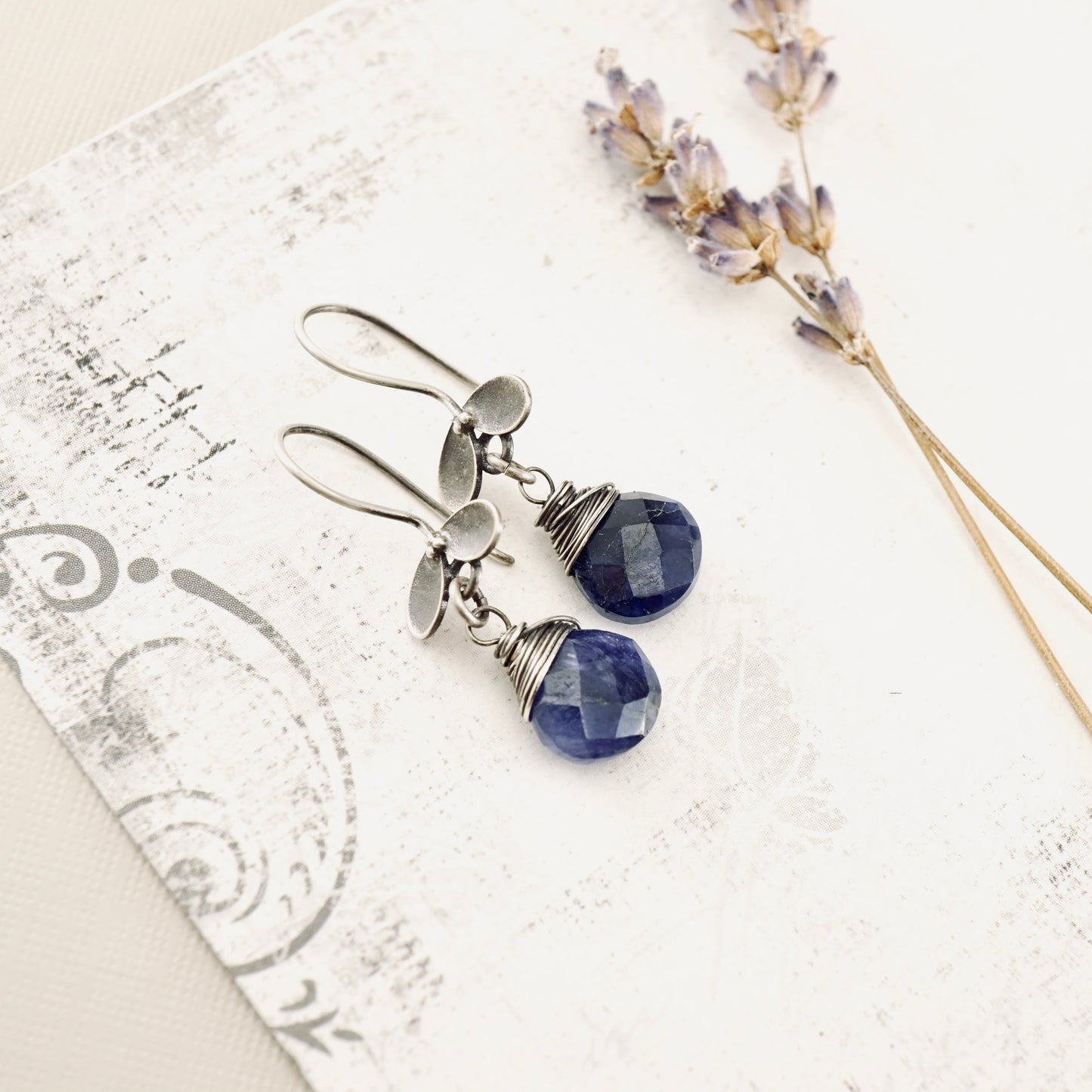 Blue Sapphire Ladybug Earrings