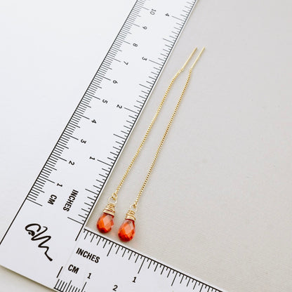 Orange CZ Threader Earrings
