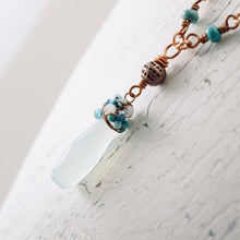 Load image into Gallery viewer, TN Chalcedony Turquoise &amp; Aqua Wrap Pendant (Copper)