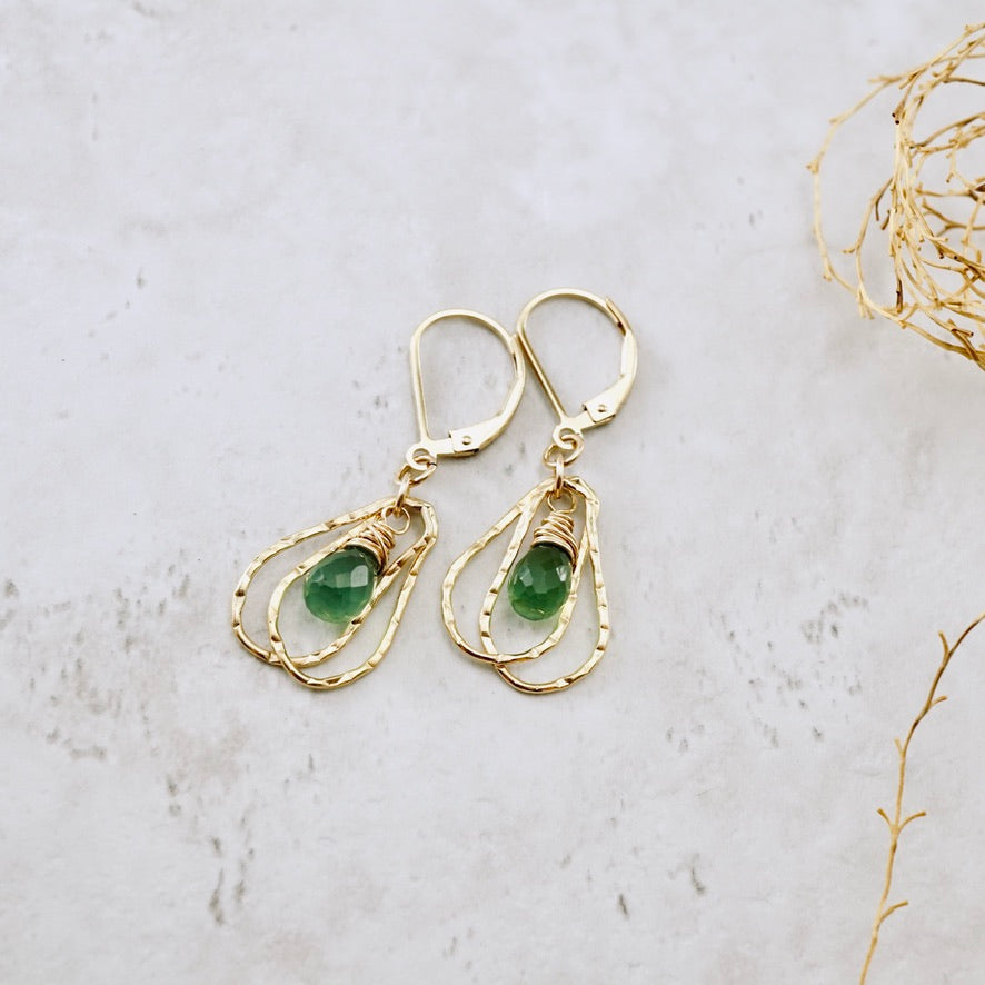 Zambian Emerald Double Hoop Earrings