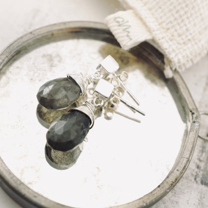 Labradorite Square Post Earrings