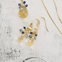 Load image into Gallery viewer, TN Citrine &amp; Lapis Cluster Earrings (GF)
