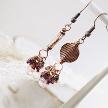 Load image into Gallery viewer, TN Pink Topaz &amp; Ruby Dangle Earrings (Copper)