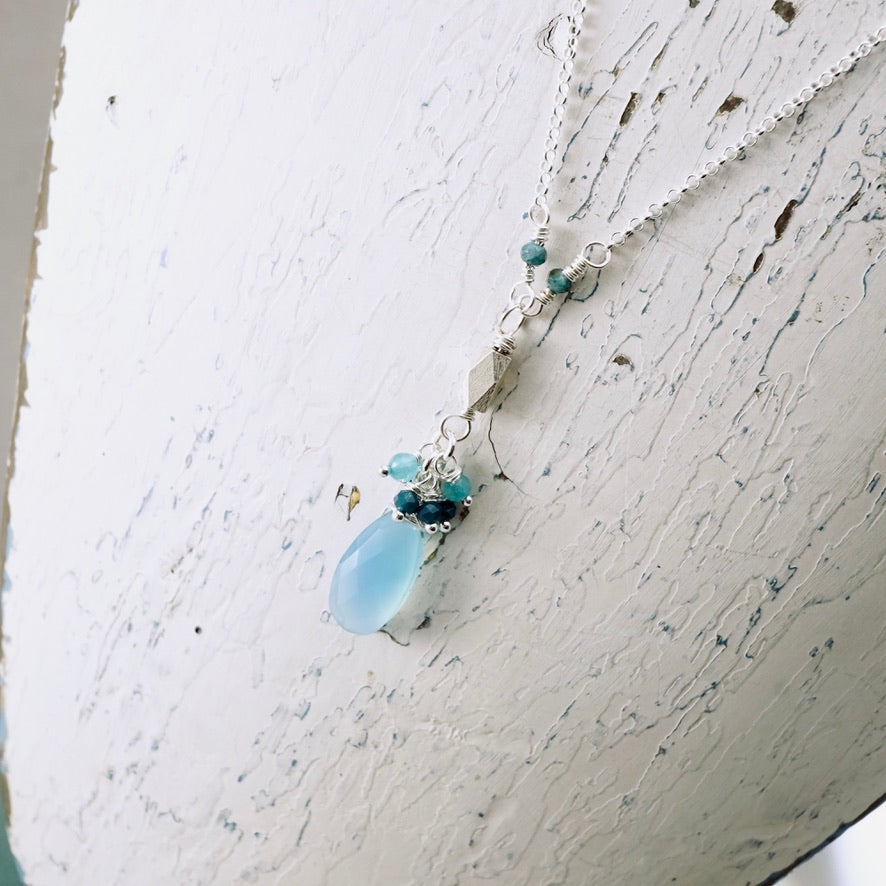 Blue Chalcedony Cluster Pendant