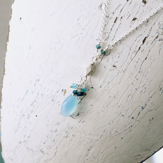 Blue Chalcedony Cluster Pendant