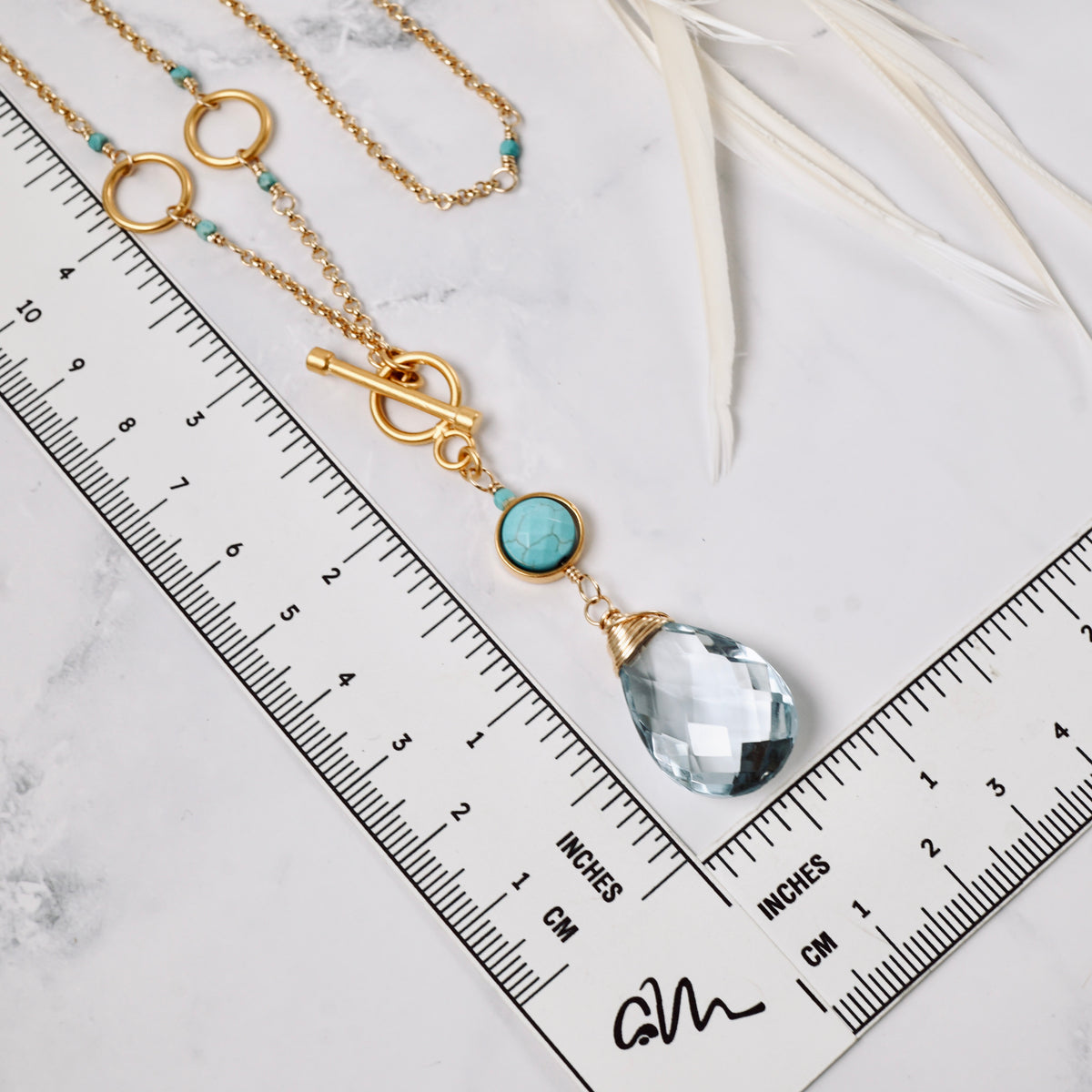 Blue Topaz & Turquoise Toggle Pendant