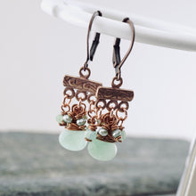 Load image into Gallery viewer, TN Green Chrysoprase Petite Chandelier Earrings (Copper)