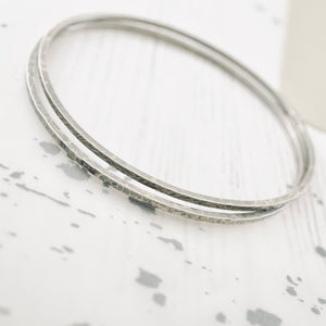 Stackable - Square Forged Bangle Bracelet (THIN - Sterling)