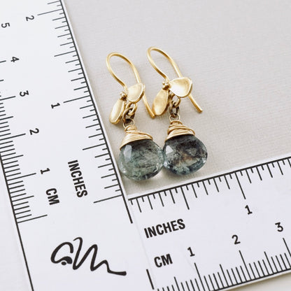 Moss Aquamarine Ladybug Earrings