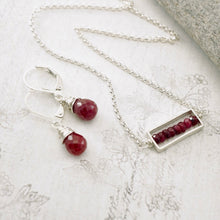 Load image into Gallery viewer, TN Natural Ruby Petite Bar Necklace (Sterling Silver)