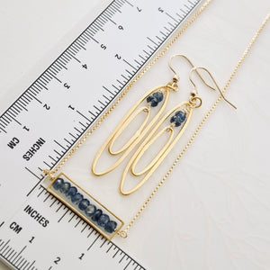 TN Elongated Double Hoops Blue Kyanite Earrings (Gold-filled)