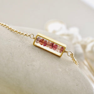 TN Pink Tourmaline Petite Bar Necklace (Gold-filled)