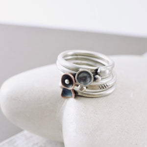 Stackable - Round Silver Pod Ring (Size 7.5) SS