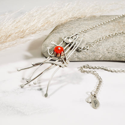 Whimsical Trellis Coral Necklace
