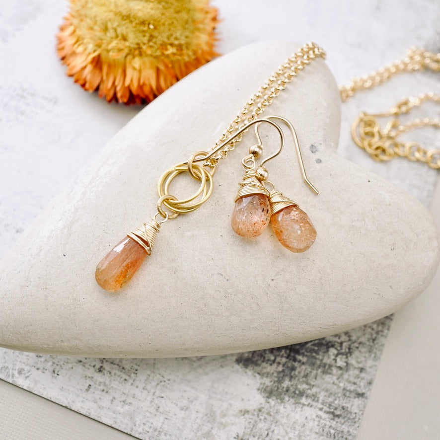 Sunstone Drop Earrings