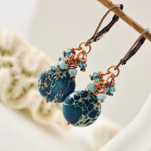Load image into Gallery viewer, TN Aqua Terra Jasper &amp; Crystal Earrings (Copper)