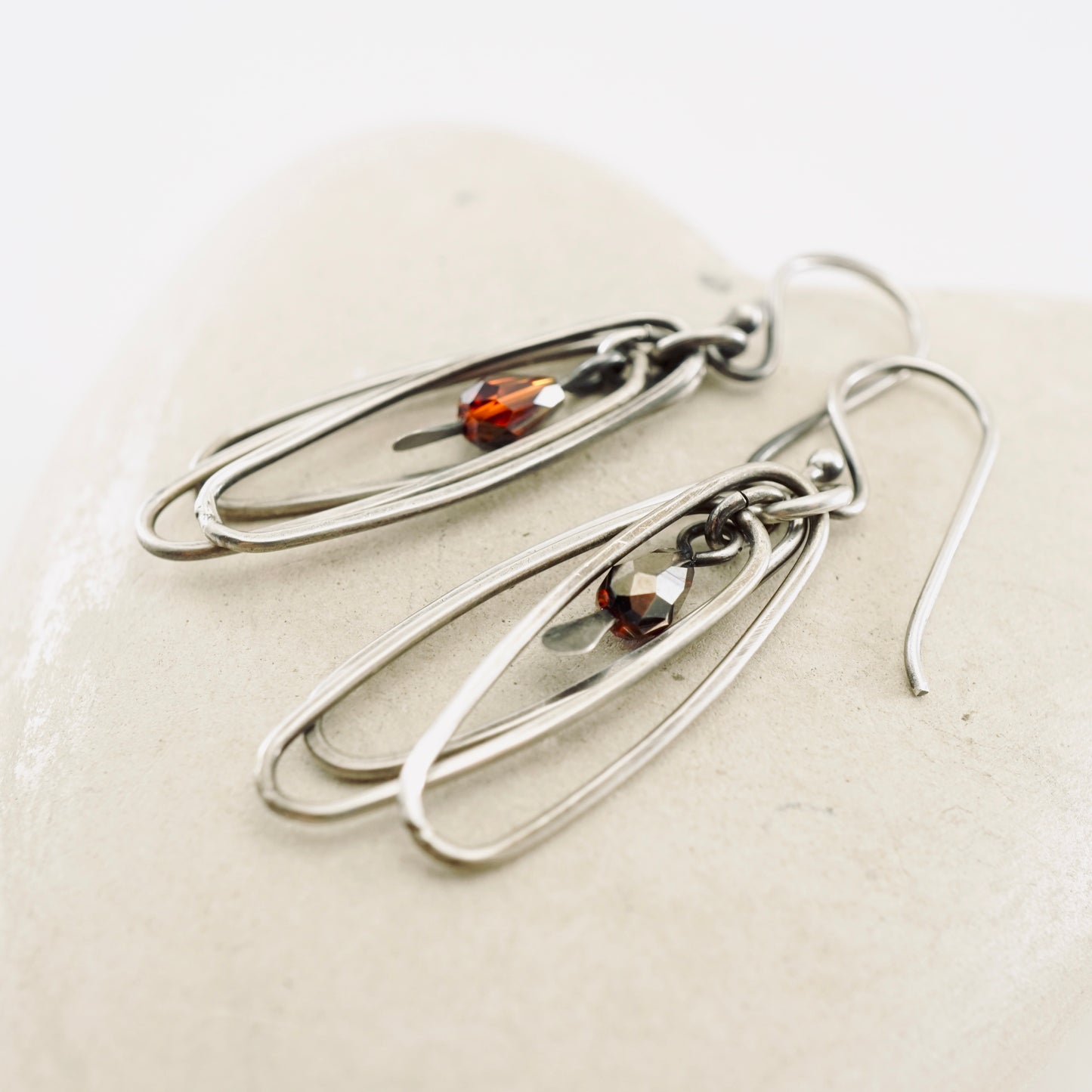 Oval Hoops Trio Crystal Earrings