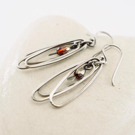 Oval Hoops Trio Crystal Earrings
