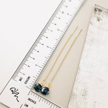 Load image into Gallery viewer, TN London Blue Topaz Threader Earrings (GF)
