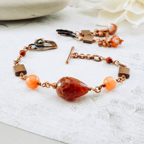 TN Agate & Calcite Copper Bracelet (Toggle Clasp)