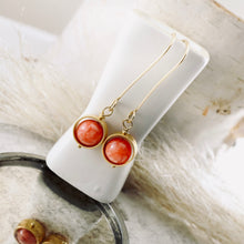 Load image into Gallery viewer, TN Pink Jade Globe Earrings (Gold-filled)