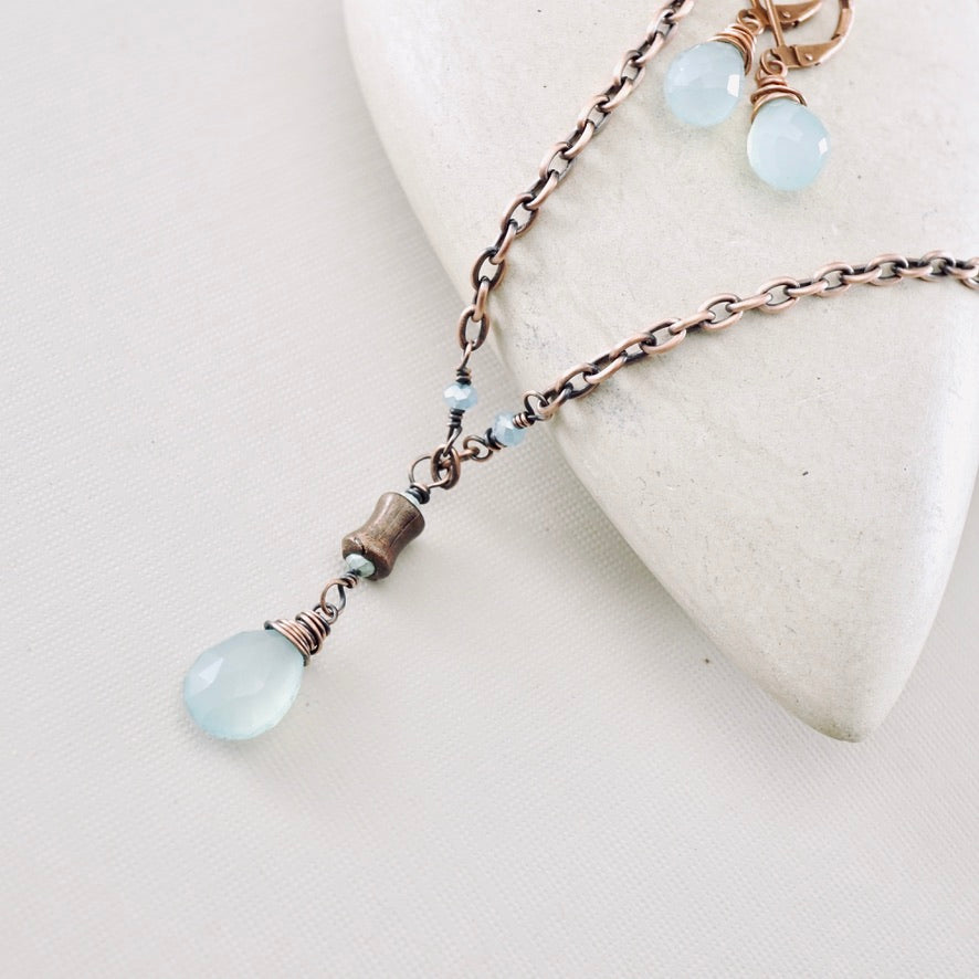 Petite Chalcedony Barrel Pendant