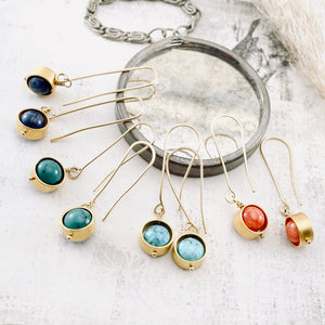 TN Natural Turquoise Globe Earrings (Gold-filled)