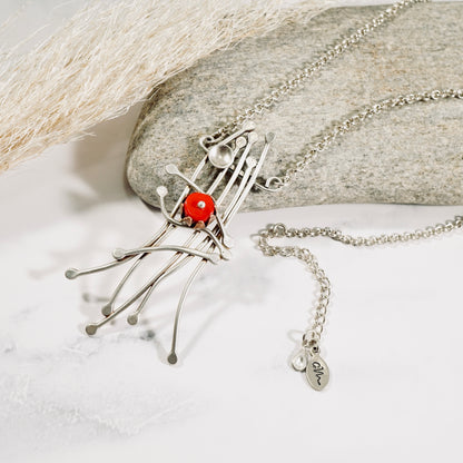 Whimsical Trellis Coral Necklace