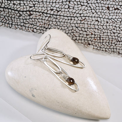 Smoky Quartz Double Hoop Earrings