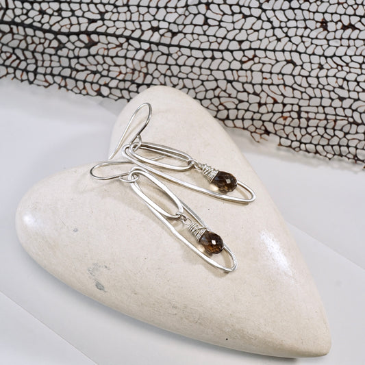 Smoky Quartz Double Hoop Earrings