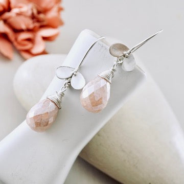 Rose Quartz Ladybug Drop Earrings