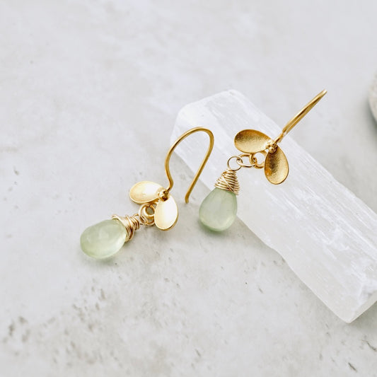 Ladybug Prehnite Drop Earrings