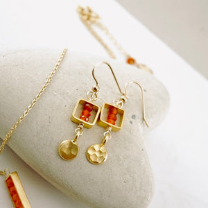 TN Carnelian Agate Petite Bar Earrings (Gold-filled)
