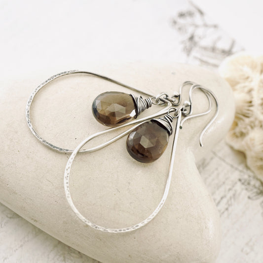 Smoky Quartz Big Hoop Earrings