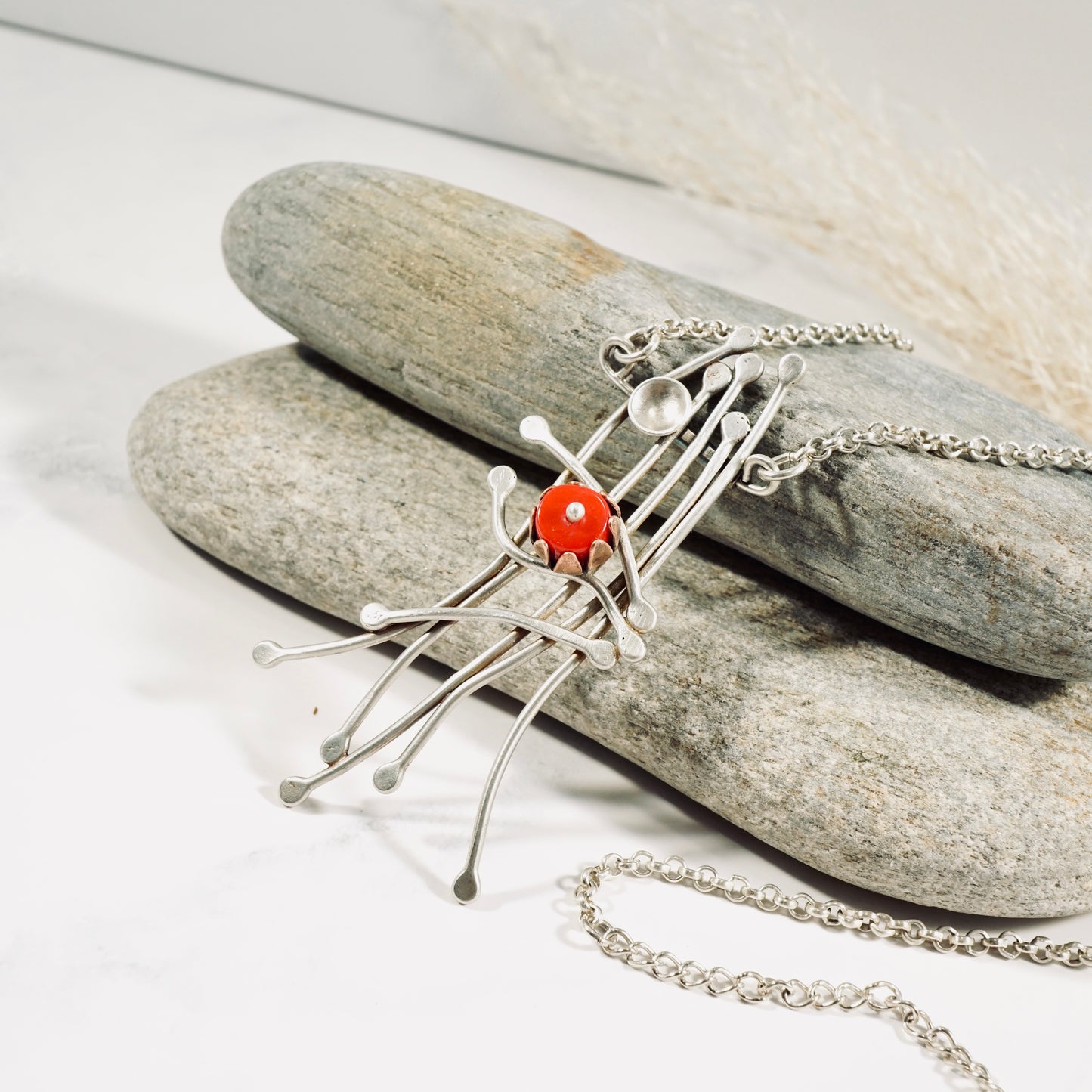 Whimsical Trellis Coral Necklace