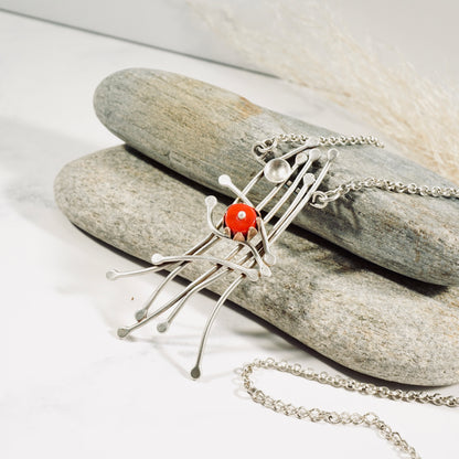 Whimsical Trellis Coral Necklace