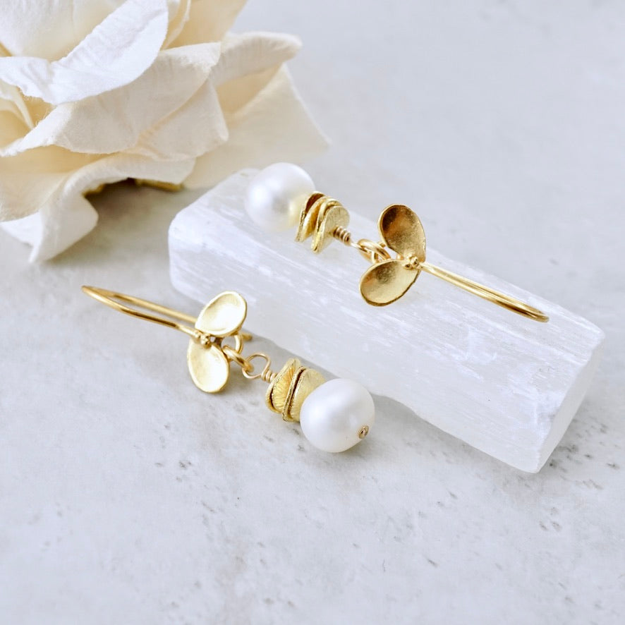 Ladybug Pearl Drop Earrings