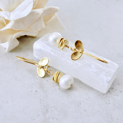 Ladybug Pearl Drop Earrings