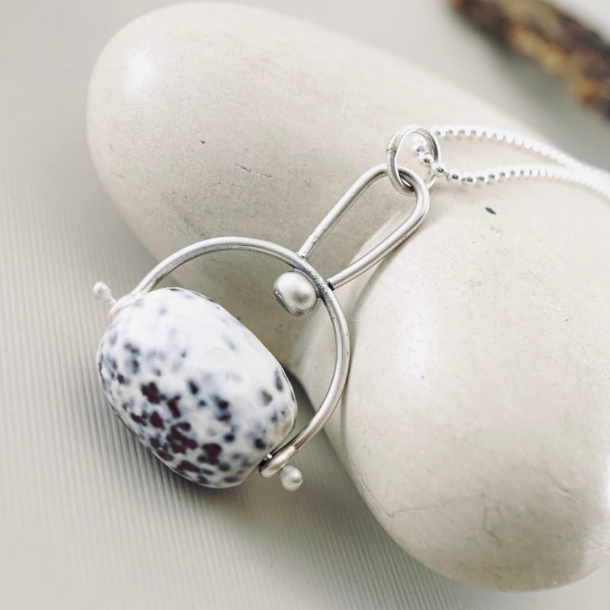 Petite Swings Fired Agate Swivel Drop Pendant