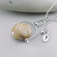 Load image into Gallery viewer, Petite Swings - Round Petrified Coral Swivel Pendant (Sterling)