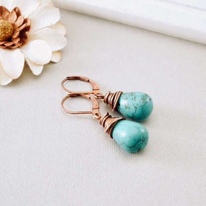 Natural Turquoise Drop Earrings