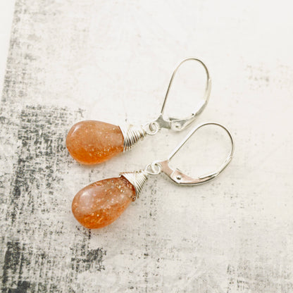 Sunstone Drop Earrings